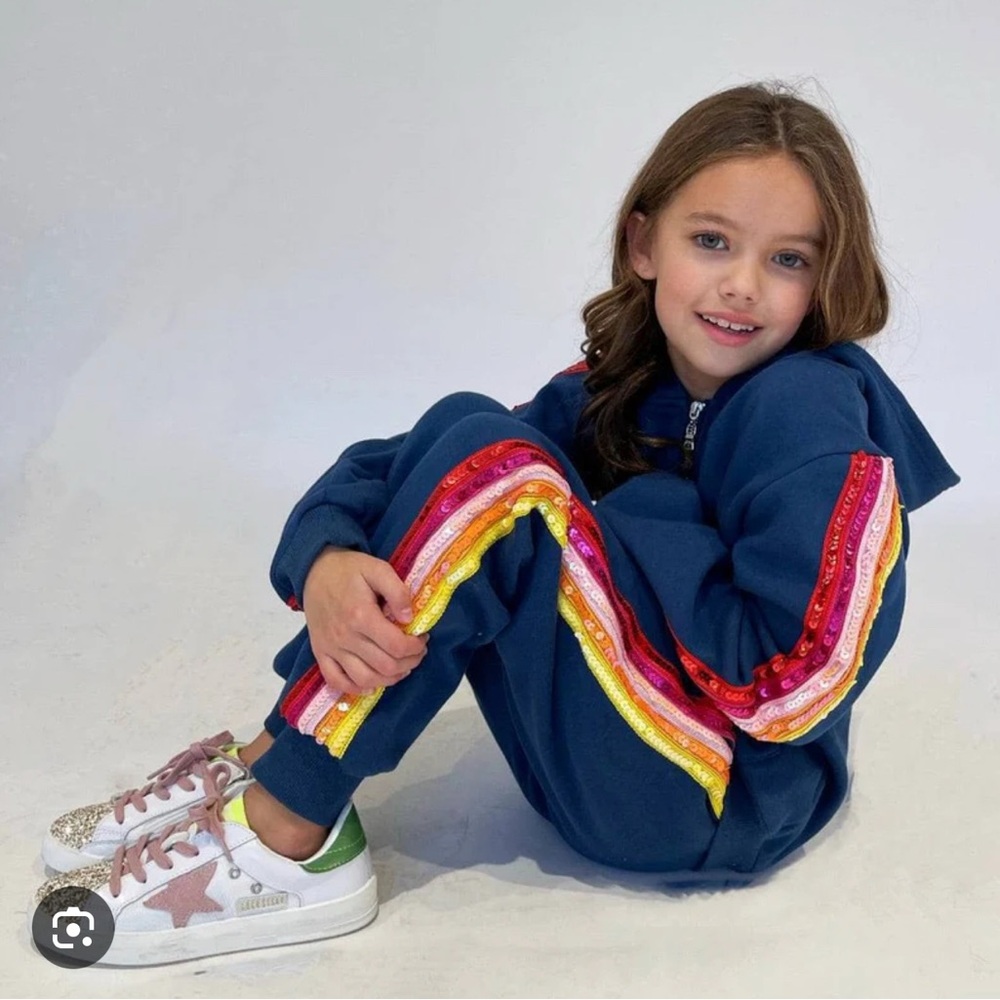 Lola + Boys Navy Sequin Hoodie Tracksuit 4t
